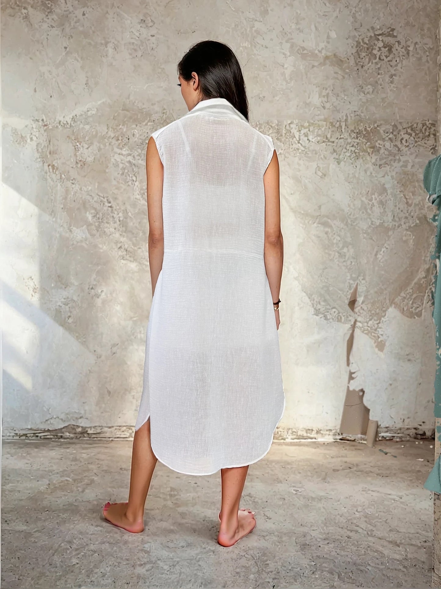 SET CHALECO LARGO CON SHORTS BLANCO
