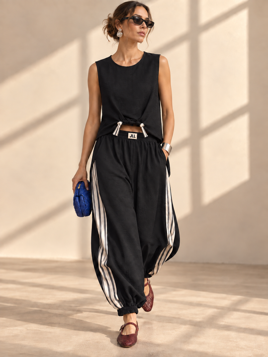 NOIR - TOP DRAPE + PANTALÓN TAPER