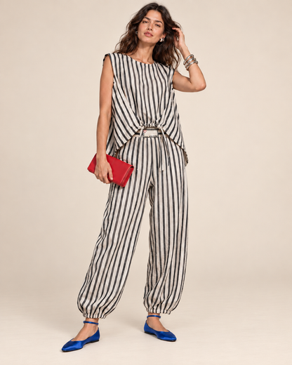 RAYA NOIR - TOP DRAPE + PANTALÓN TAPER