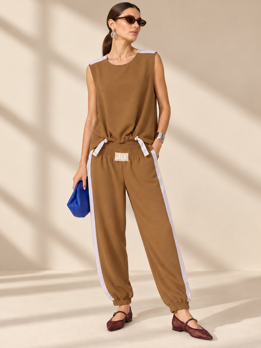 CAMEL - TOP DRAPE + PANTALÓN TAPER
