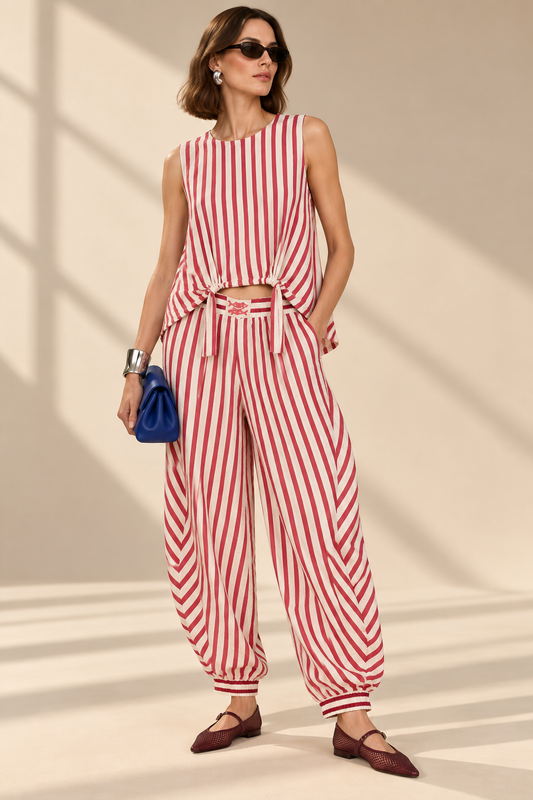 RED - TOP DRAPE + PANTALÓN TAPER
